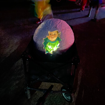 Hatching baby in an egg costume