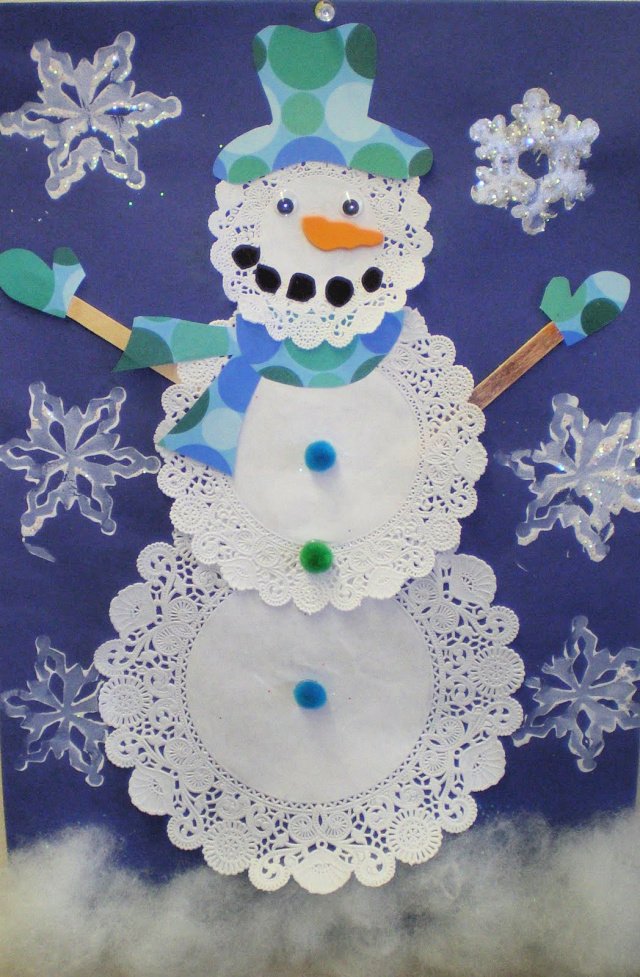 doily snowman craft for kids